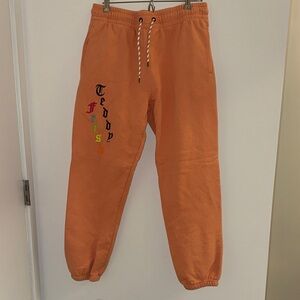 Teddy Fresh Kids Orange Joggers with Multicolor Logo
